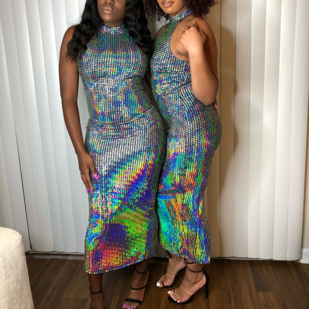 Midi holographic dress - Picture 4 of 5